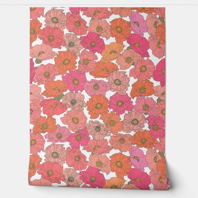 fett handGezeichnet Floral Tapete (Abrollen)