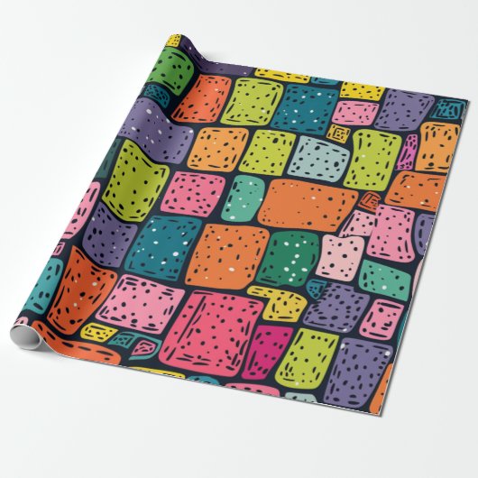 Fett handrawn Squares Geschenkpapier (Ungerollt)