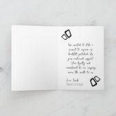 Fett handschriftlich mit Liebe-Herz und benutzerde Dankeskarte (Innenseite)