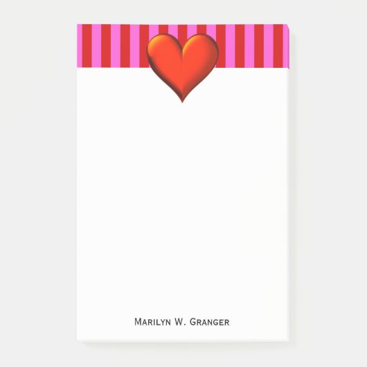 Fett heißes Rosa, rote Streifen, rotes metallische Post-it Klebezettel (Vorderseite)