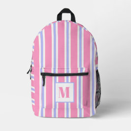 Fett heißrosa und Lila Streifen - Mit Monogramm Bedruckter Rucksack