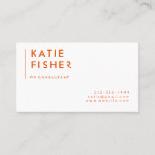 Fett & hell: Modernes Orange & Weiß Visitenkarte (Vorderseite)