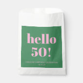 Fett hell Modernes Retro Rosa Grün 50. Geburtstag Geschenktütchen (Vorderseite)