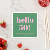 Fett hell Modernes Retro Rosa Grün 50. Geburtstag Serviette (Beispiel)