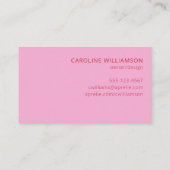 Fett hell Modernes Rotes Rosa Kreativ Beruflich Visitenkarte (Rückseite)