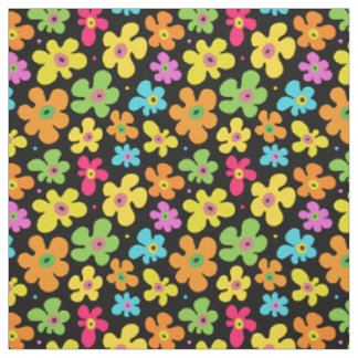 Fett helle Blume Muster auf schwarz Stoff