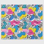Fett helle Farben 90er Abstraktes Funky Art Muster Geschenkpapier (Flach)