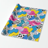 Fett helle Farben 90er Abstraktes Funky Art Muster Geschenkpapier (Ungerollt)