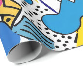 Fett helle Farben 90er Abstraktes Funky Art Muster Geschenkpapier (Rolleneckpunkt)