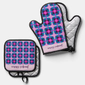 Fett helle Farben, rosa, Lila blau Ofenhandschuh & Topflappen-Set (Vorderseite/Rückseite)