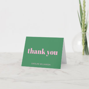 Fett Helle Moderne Retro Rosa Grüne Geburtstag  Dankeskarte