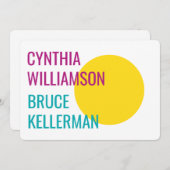 Fett heller Neon Pink Gelb Türkis Rett Datum Einladung (Vorne/Hinten)