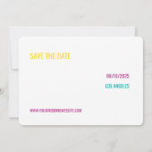 Fett heller Neon Pink Gelb Türkis Rett Datum Einladung (Rückseite)