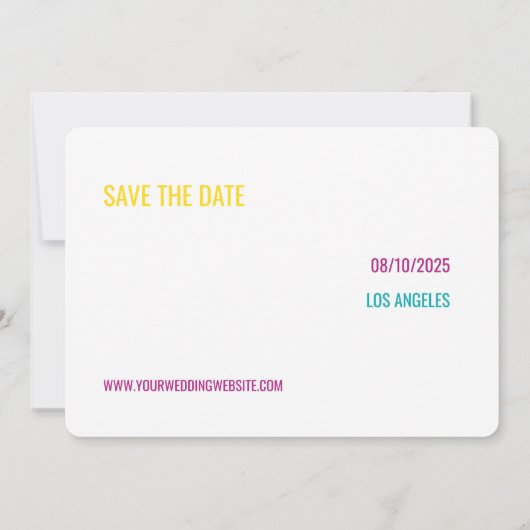 Fett heller Neon Pink Gelb Türkis Rett Datum Einladung (Rückseite)