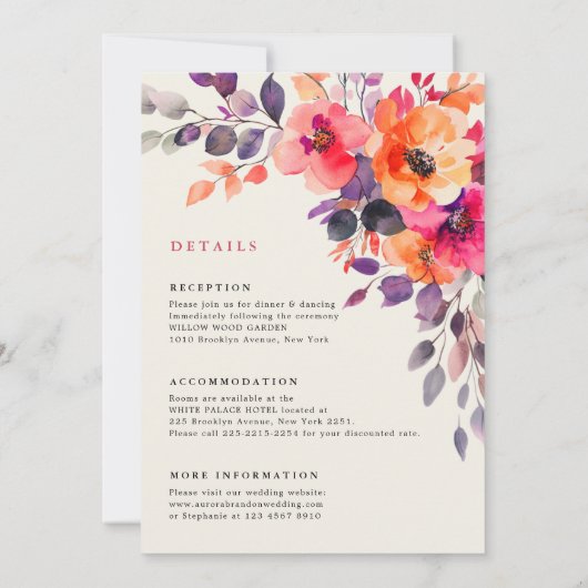 Fett hellrosa Orangefarbene Wasserfarbendetails Ho Einladung (Rückseite)