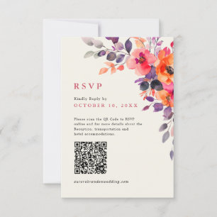 Fett hellrosa Orangefarbenes QR-Foto RSVP Karte