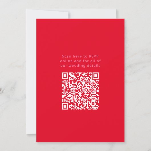 Fett hellrosa Red Modern Wedding QR Code Detail Einladung (Rückseite)