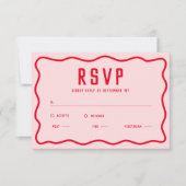 Fett hellrosa rosa, rosa, gequiggle Wavy Retro-Kur RSVP Karte (Vorderseite)