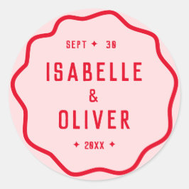 Fett hellrosa rosa, rosa, gequiggle Wavy Retro-Kur Runder Aufkleber