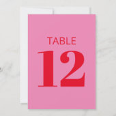 Fett hellrosa Rote Moderne Tischnummer Zeichen (Rückseite)