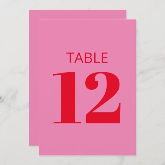 Fett hellrosa Rote Moderne Tischnummer Zeichen (Vorne/Hinten)