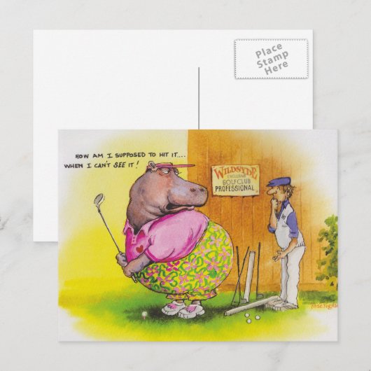 Fett-Hippie-Golf Postkarte (Vorne/Hinten)