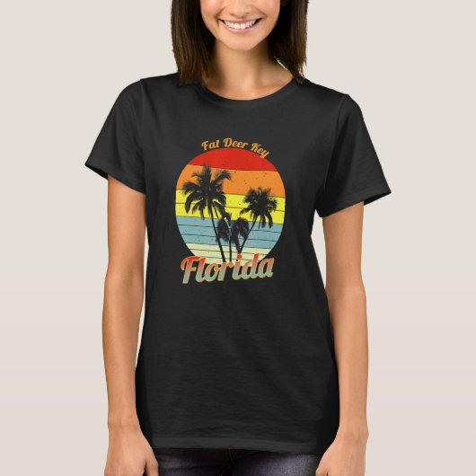 Fett Hirschschlüssel Florida Retro Tropische Palme T-Shirt (Vorderseite)