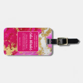 Fett Hot Pink Rot Marmor Weiße Imitate Gold Flakes Gepäckanhänger (Vorderseite horizontal)