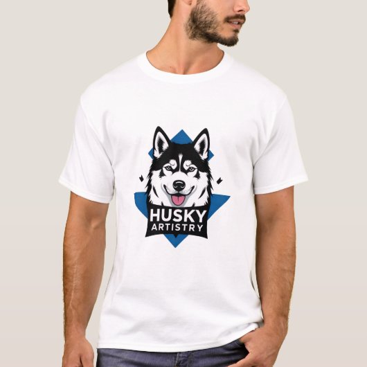 - Fett Husky Hund Grafisches T-Shirt (Vorderseite)