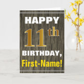 Fett, Imitate Holz, Imitate Gold 11. Geburtstag + Karte (Gelbe Blume)