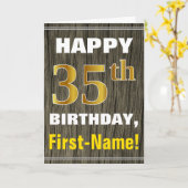 Fett, Imitate Holz, Imitate Gold 35. Geburtstag +  Karte (Gelbe Blume)