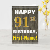 Fett, Imitate Holz, Imitate Gold 91. Geburtstag + Karte (Gelbe Blume)