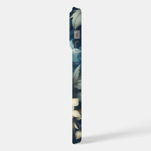 Fett in Blau und zarte Creme Florals iPhone Hülle (Linke Seite)