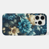 Fett in Blau und zarte Creme Florals iPhone Hülle (Rückseite (Horizontal))