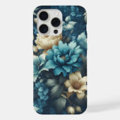 Fett in Blau und zarte Creme Florals iPhone Hülle (Rückseite)