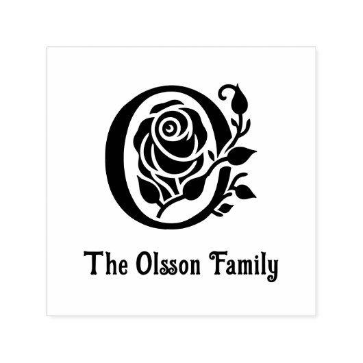 Fett Initial mit Rose Familienname Date Estd N Wh Permastempel (Design)
