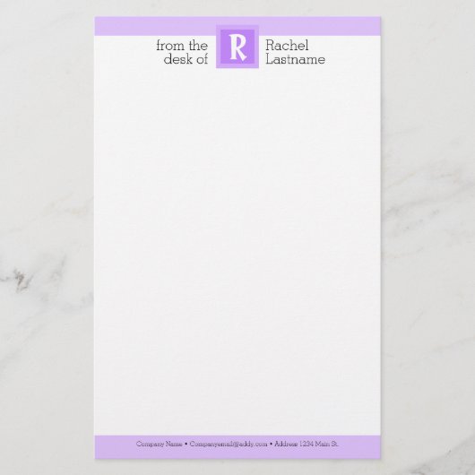 Fett Initial & Name Monogram Briefpapier (Vorderseite)