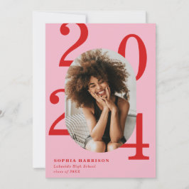 Fett Jahr Rosa Oval Foto Rahmen Abschluss Einladung