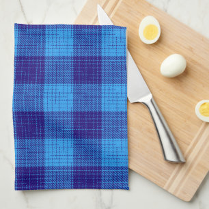 Fett kariert, Design mit blauem Kreuzschachbrettmu Geschirrtuch