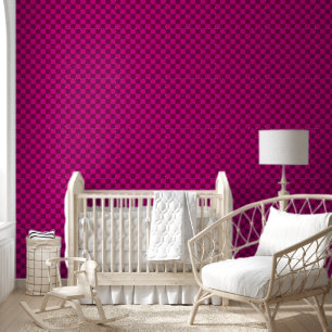 Fett kariertes Schachbrettmuster mit Magenta-Quadr Tapete