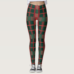 Fett Karneval Rot Grün Kariert Leggings