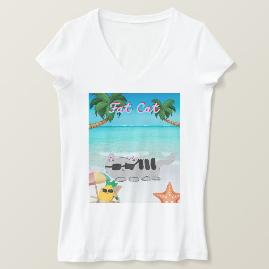 Fett-Katze-Sommer T-Shirt (Design vorne)