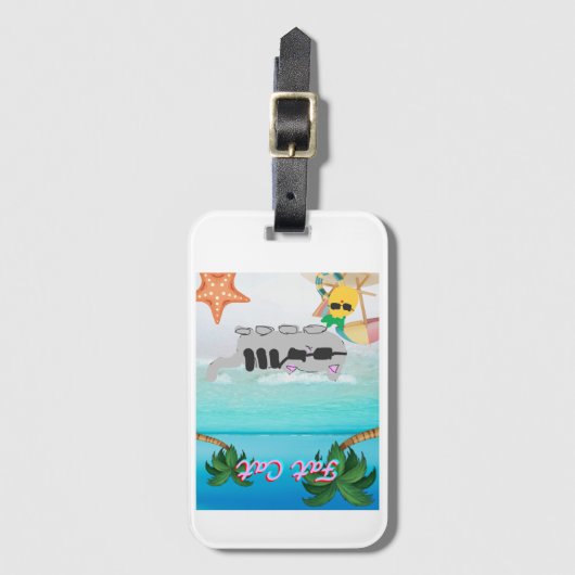 Fett Katze Urlaub Gepäckanhänger (Vorderseite Vertikal)