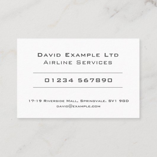 Fett & klar konzipiert - Flugdienste Visitenkarte (Rückseite)