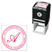 Fett klassische Script Monogram Round-Rücksendeadr Permastempel (Beispiel)