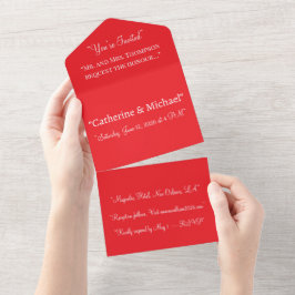 Fett klassischer roter Hintergrund – Hochzeitsdesi All In One Einladung