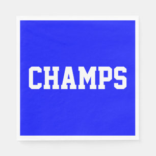 Fett königsblau sportlich CHAMPS weißer Text Serviette