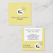 Fett kreatives Monogram Logo Gelbe Soziale Medien Quadratische Visitenkarte (Vorne/Hinten)