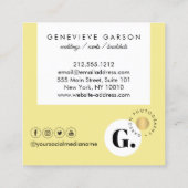 Fett kreatives Monogram Logo Gelbe Soziale Medien Quadratische Visitenkarte (Rückseite)