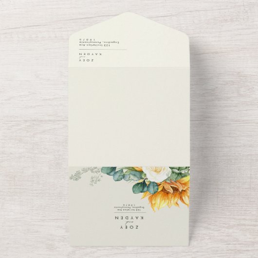 Fett Land Sonnenblumen hellgelb Siegel und senden All In One Einladung (Außenbereich)